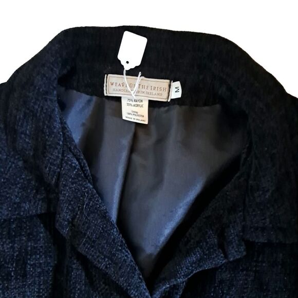 SALE! NWOT-Weave Of The Irish Handcrafted Black Boucle Knit Sweater Jacket Med - Picture 10 of 10